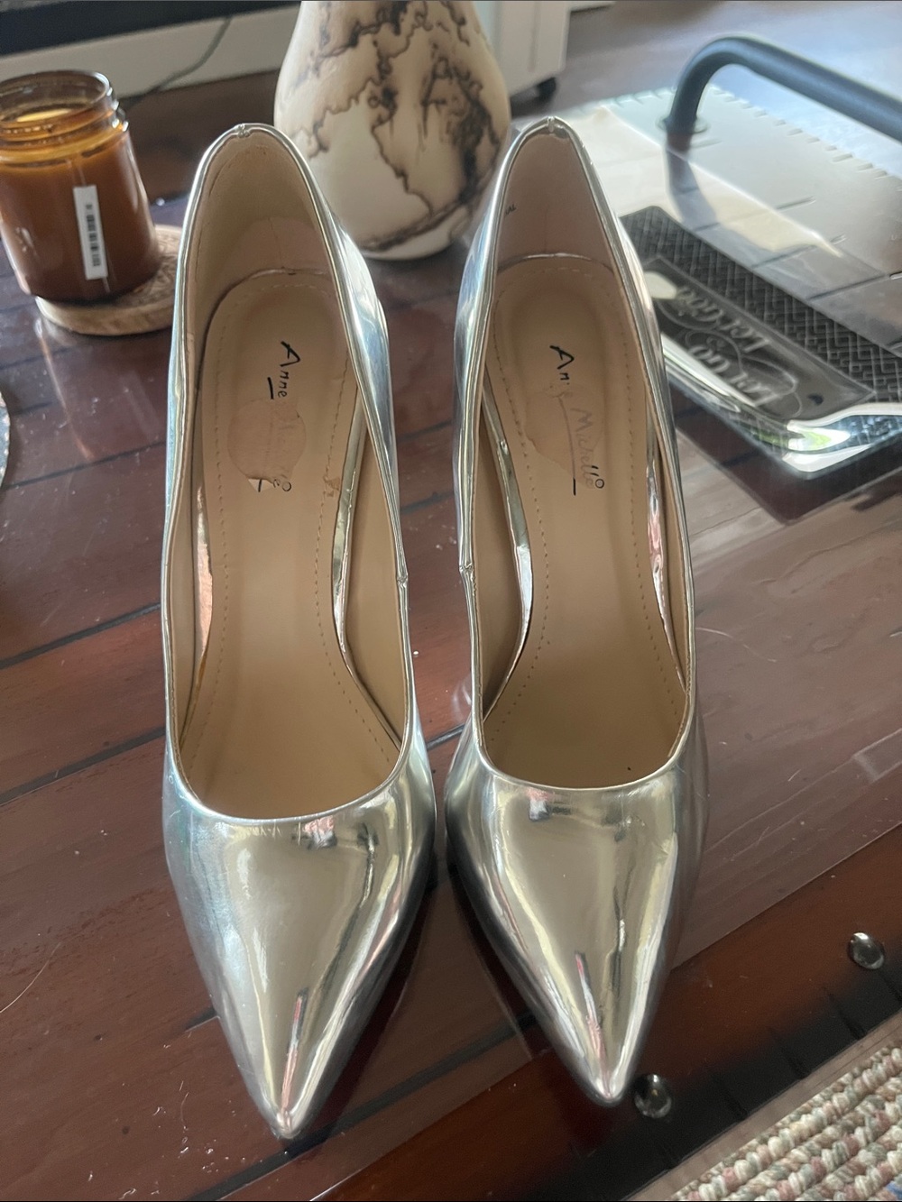 Annie Silver Pointed-Toe Metallic Pumps